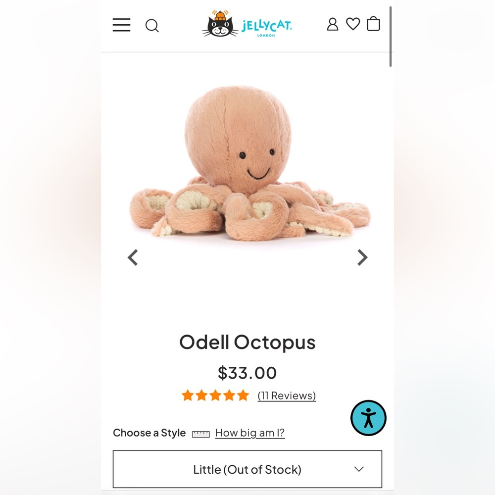 Jellycat Odell Octopus - “Little”